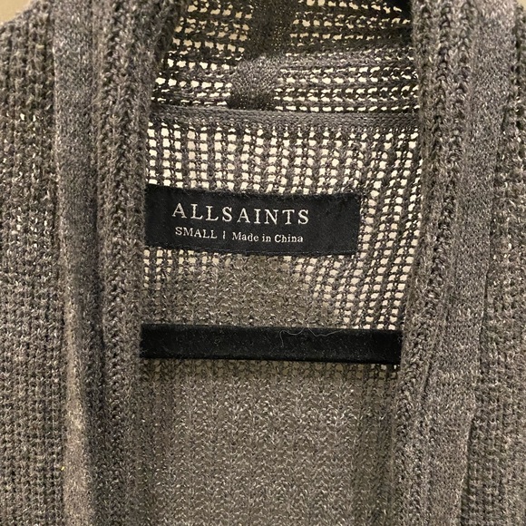 AllSaints Grey Cardigan - Lightweight Relaxed Fit Soft Style - Picture 2 of 2